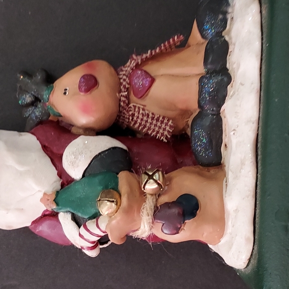 Santa&Rudolph Stocking Hanger,GUC,Ceramic Santa&deer,Cast Iron Bottom Hanger. - Picture 3 of 6